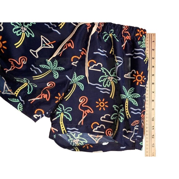 Chubbies Men's Neon Lights Elastic Waist Blue Tropical Print Swim Trunks Medium - Picture 5 of 11